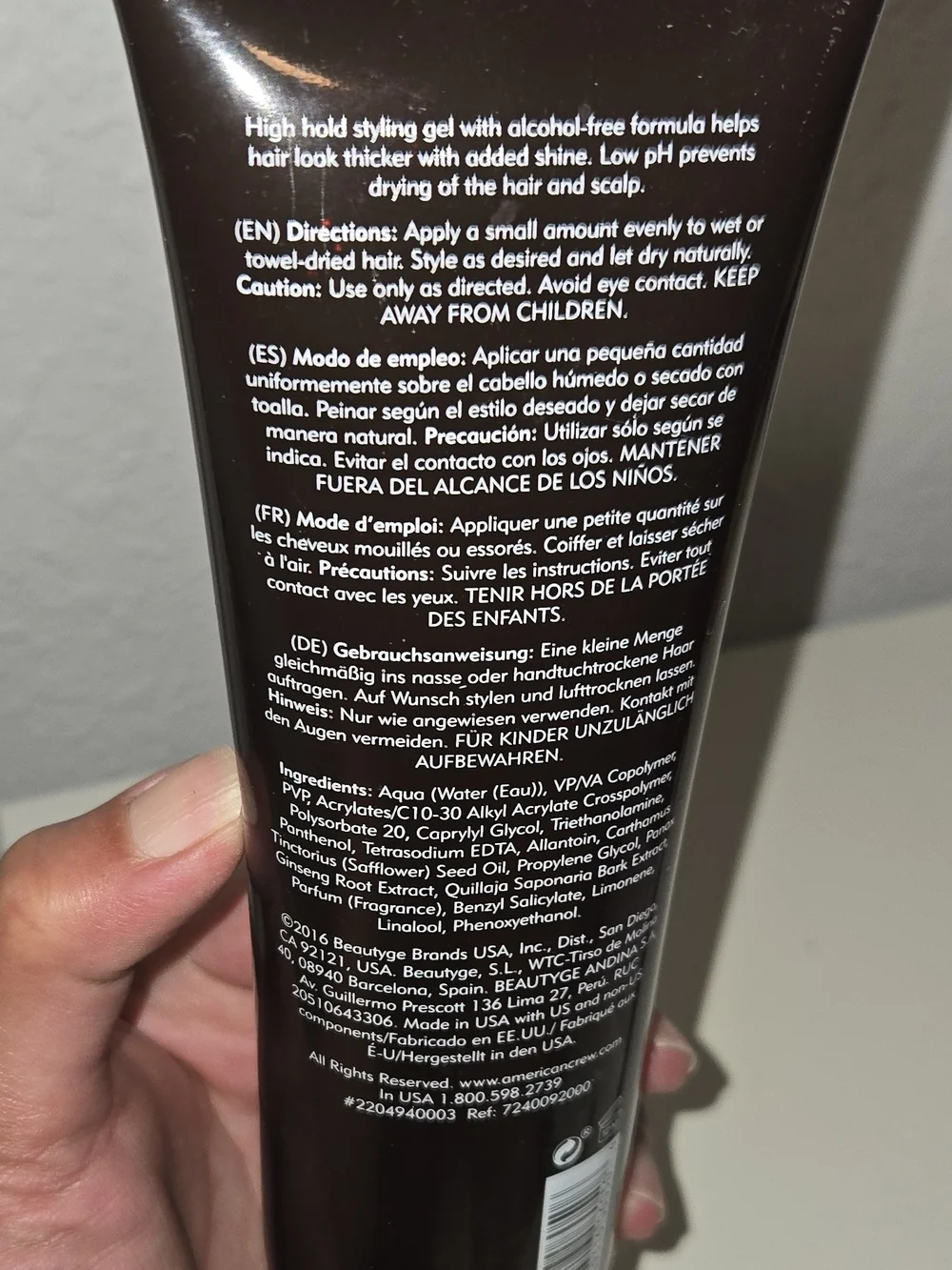 American Crew Firm Hold Styling Gel - Black